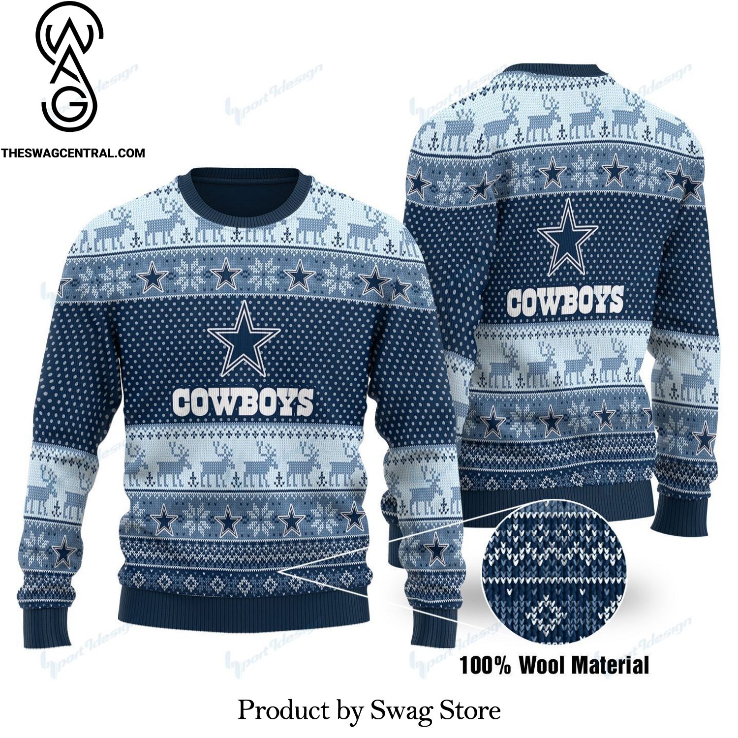 Dallas Cowboys Full Printed Ugly Christmas Wool Knitted Sweater