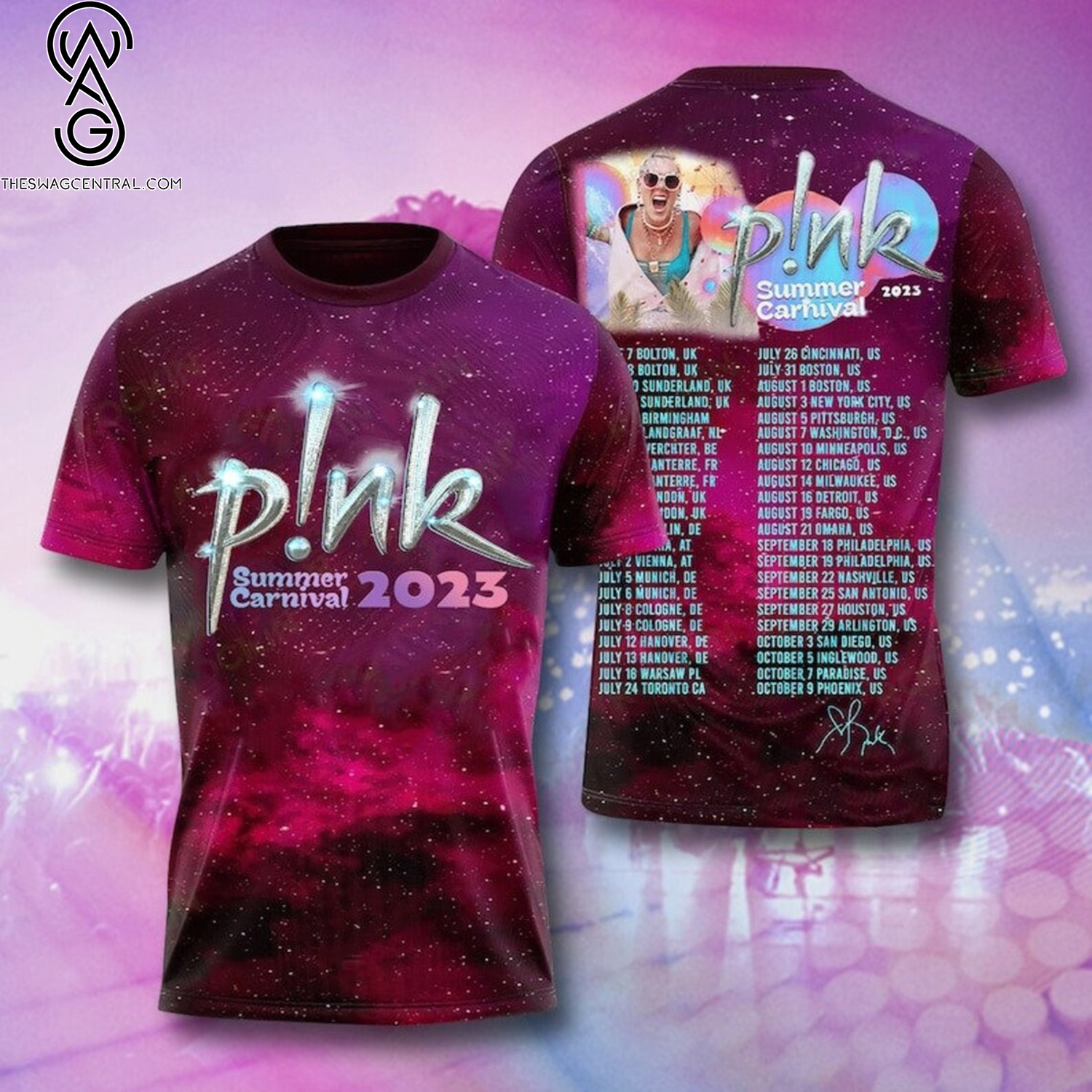 P!nk Summer Carnival 2023 Pink Singer Tour Shirt