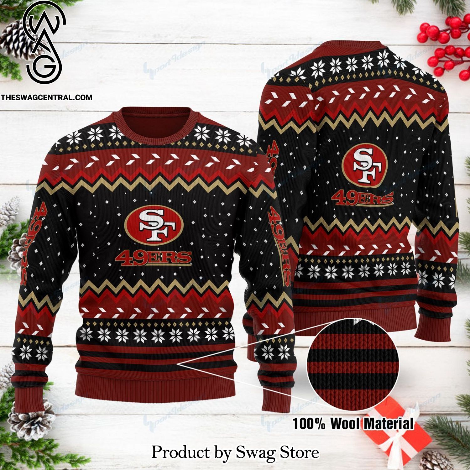 NFL San Francisco 49ers Full Print Ugly Christmas Wool Knitted Sweater