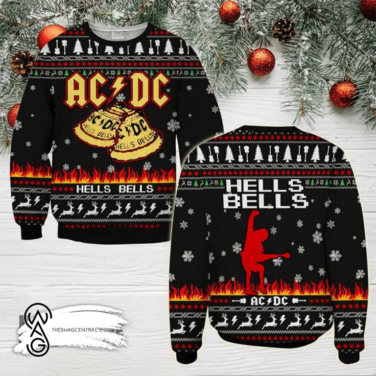 AC DC hells bells ugly christmas sweater