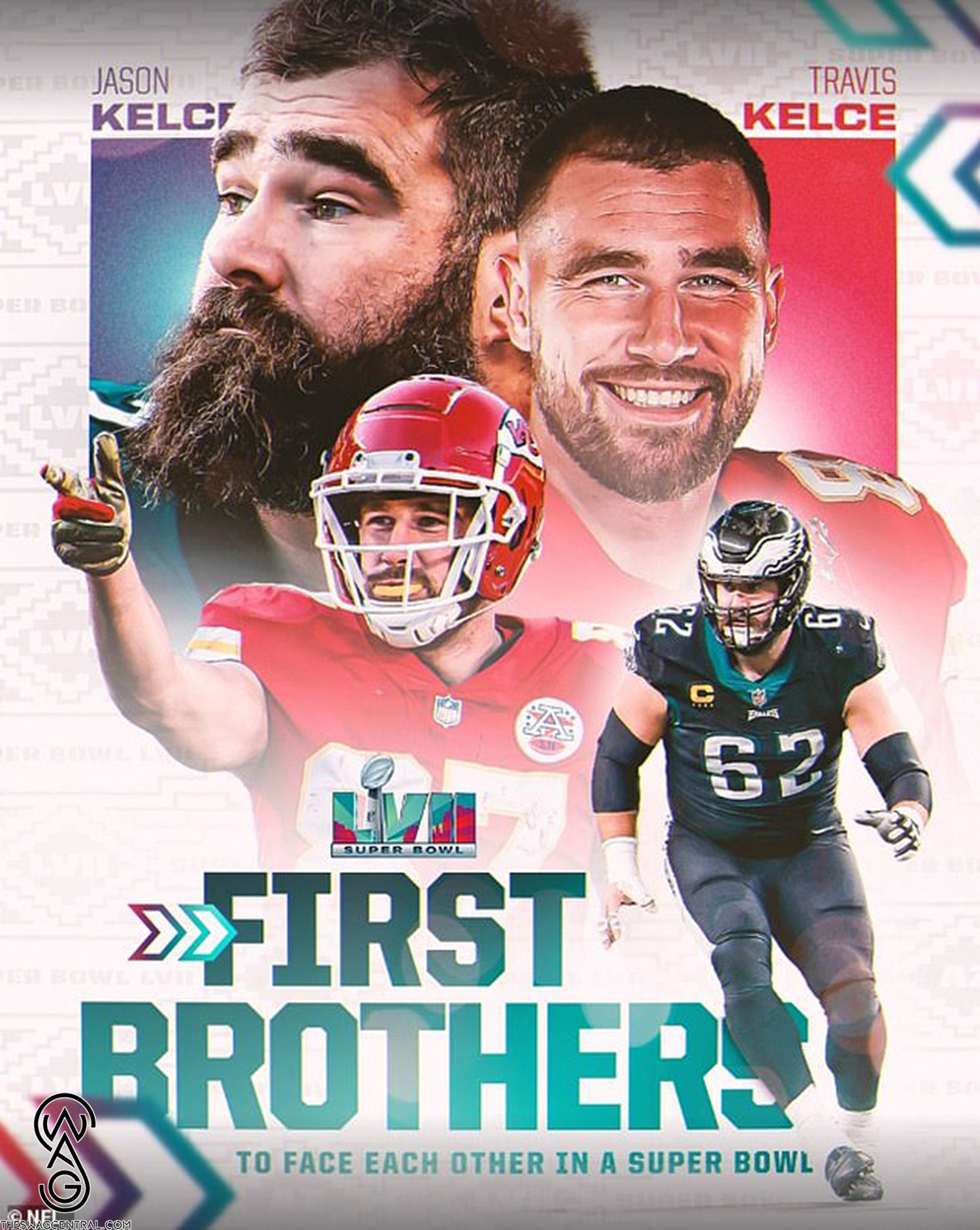 Kelce Brothers First Brothers to Face Off in Super Bowl Poster
