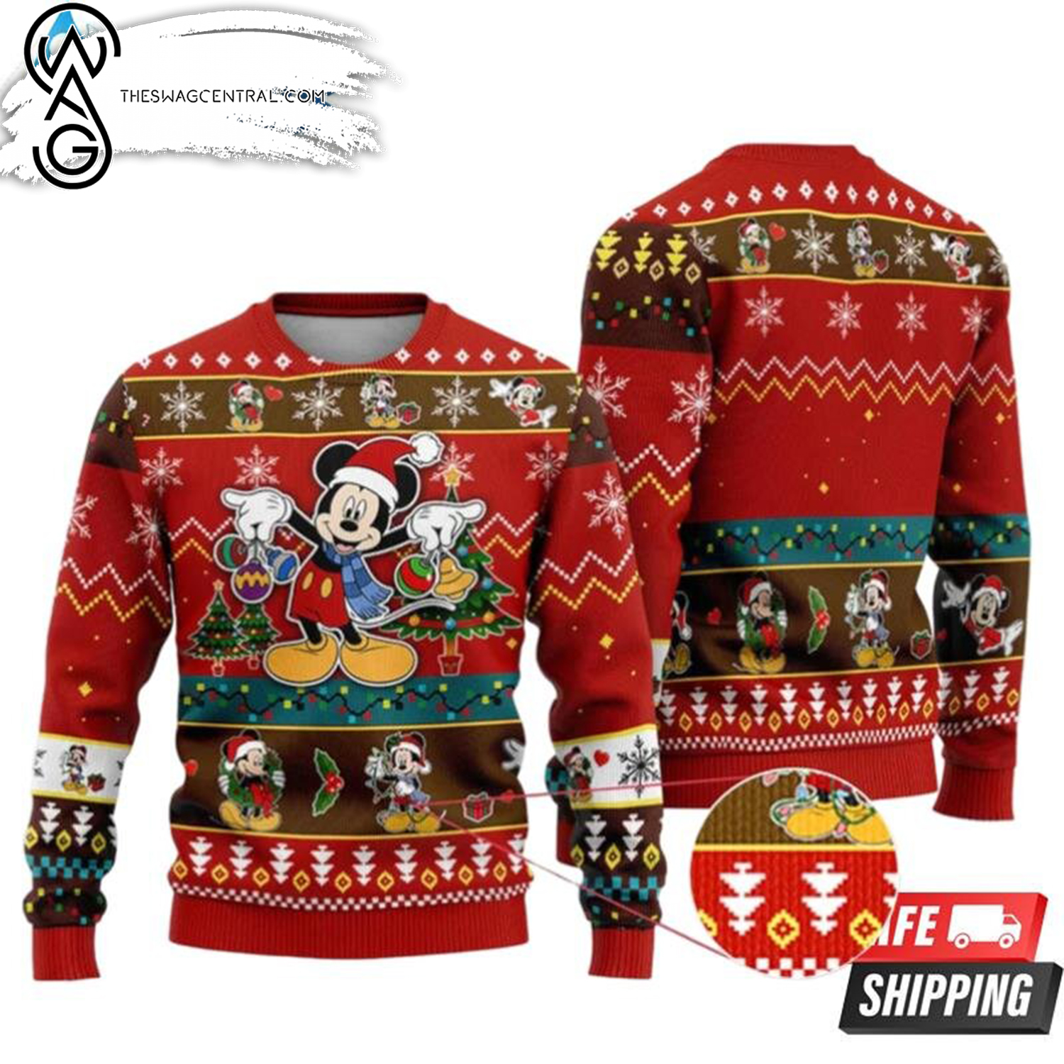 Mickey Mouse Christmas Party For Holiday Woolen Christmas Ugly Sweater
