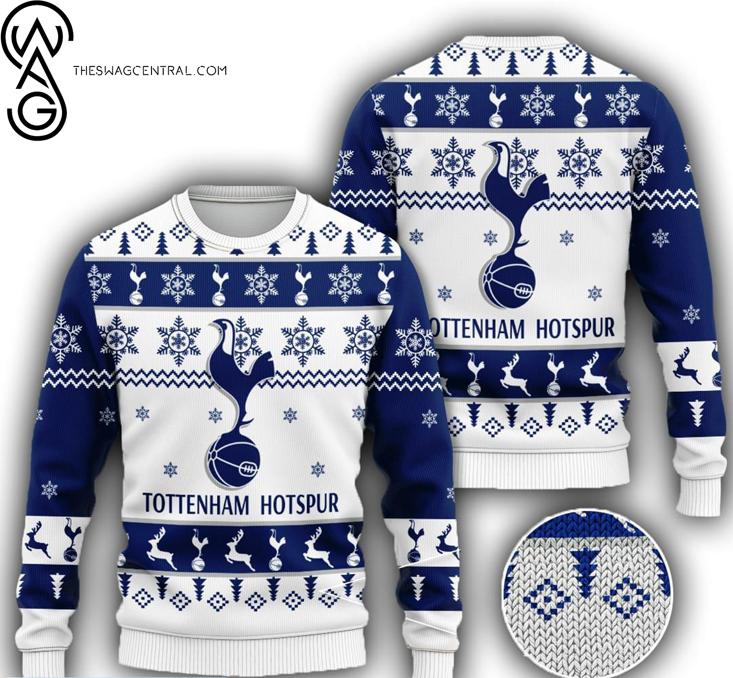 Tottenham Hotspur F.C. Full Printed Ugly Christmas Holiday Sweater