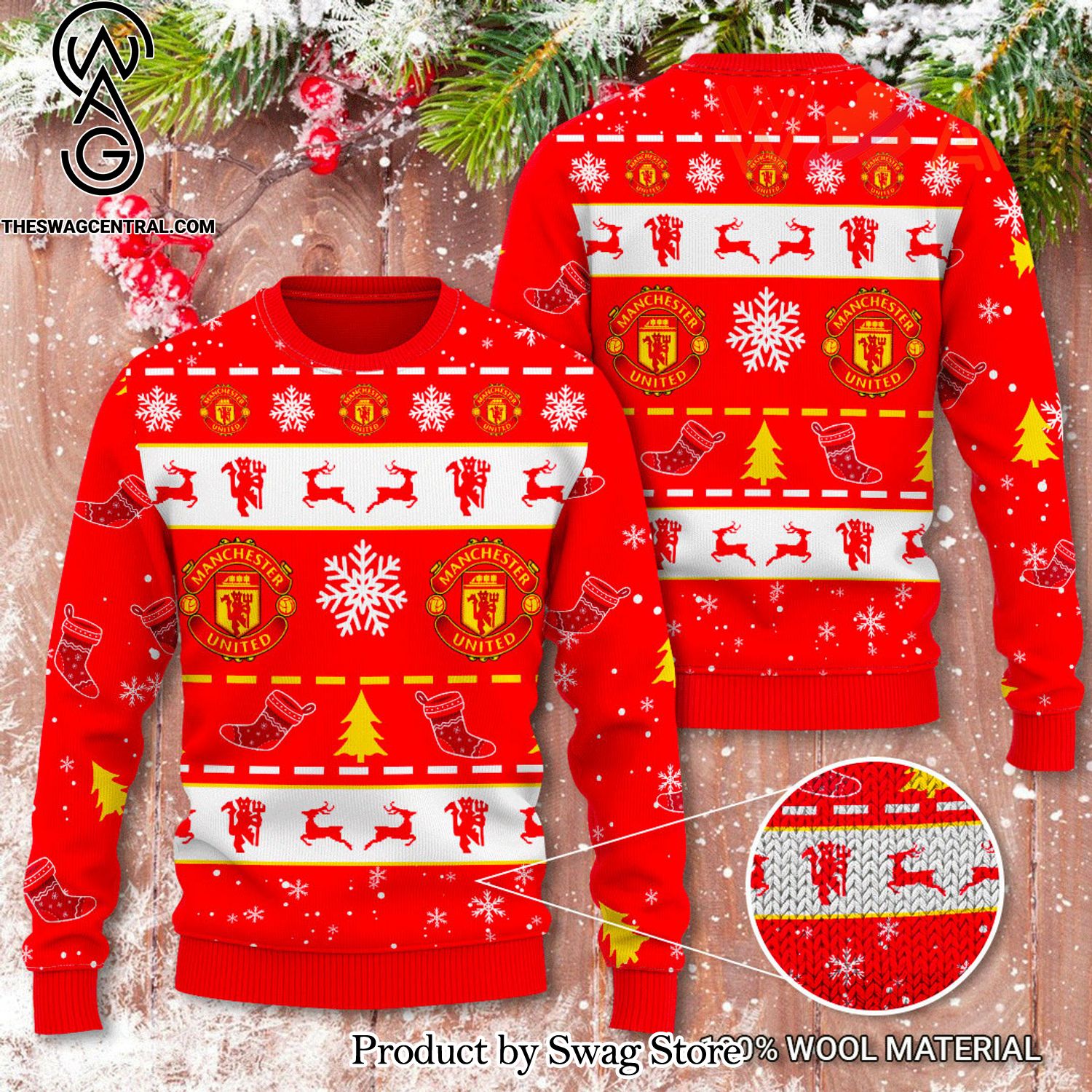 Manchester United Ugly Xmas Wool Knitted Sweater