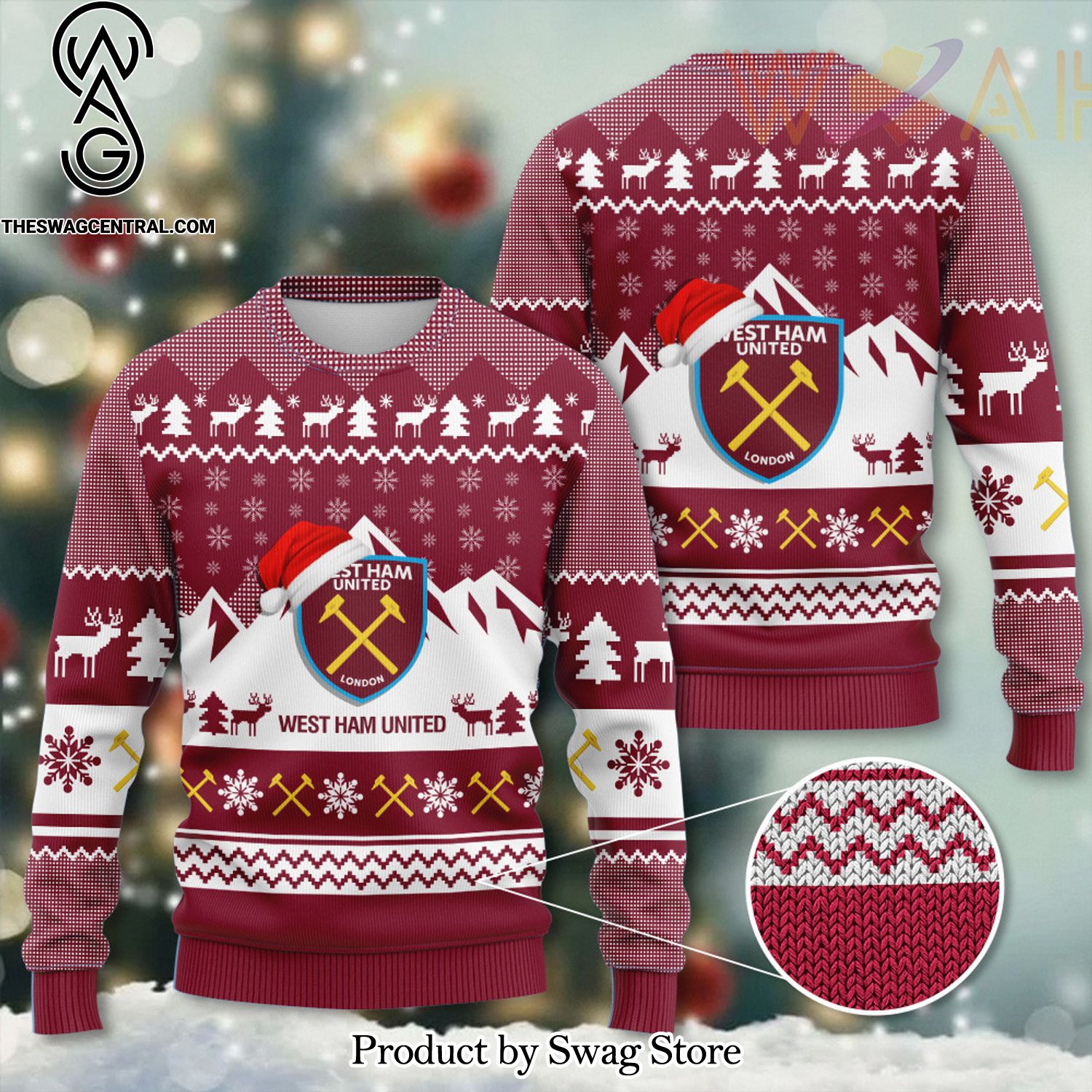 West Ham United FC Christmas Ugly Wool Knitted Sweater