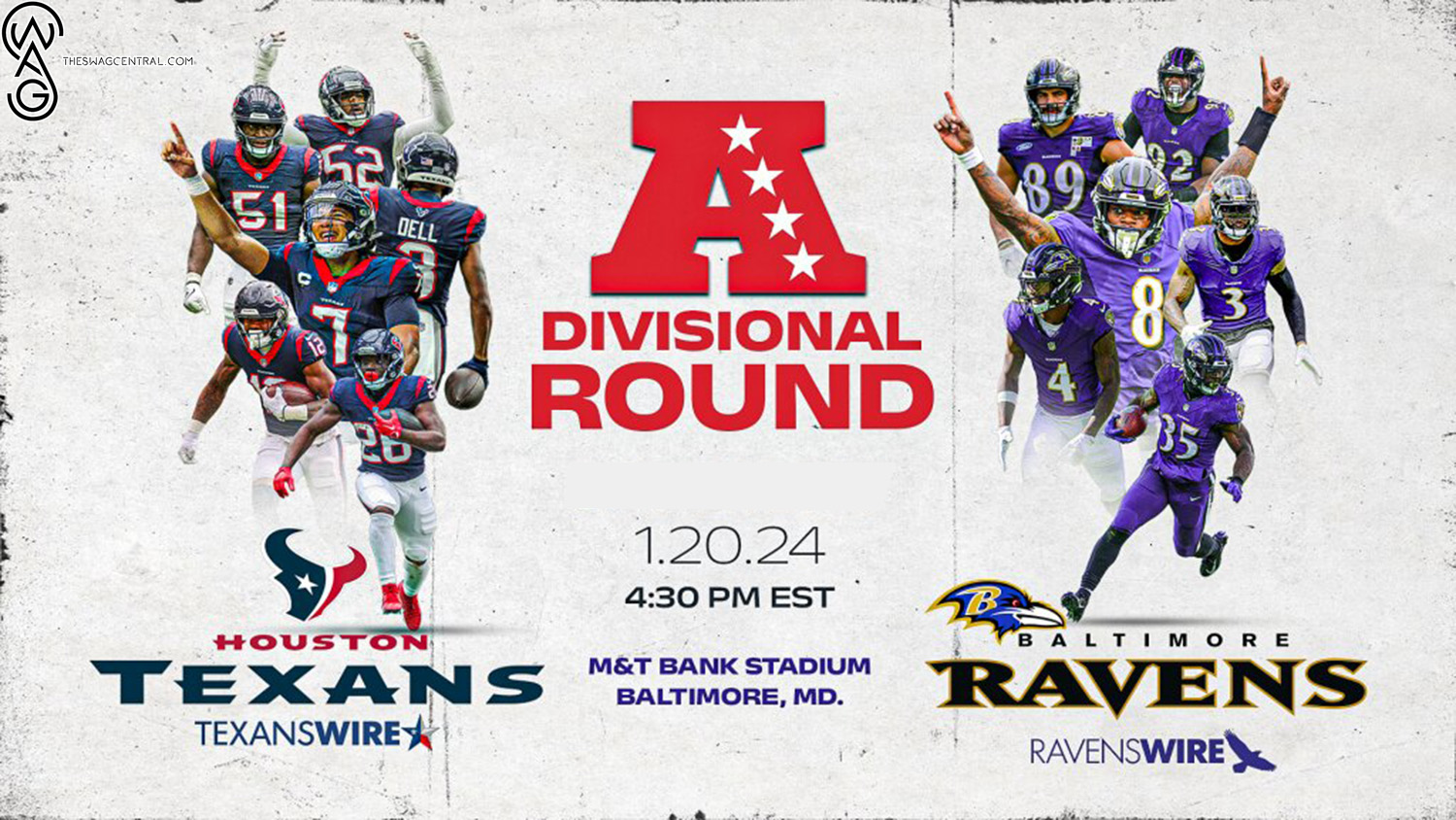 Showdown at M&T Bank Stadium Baltimore Ravens vs. Houston Texans in the 2023 AFC Divisional Round