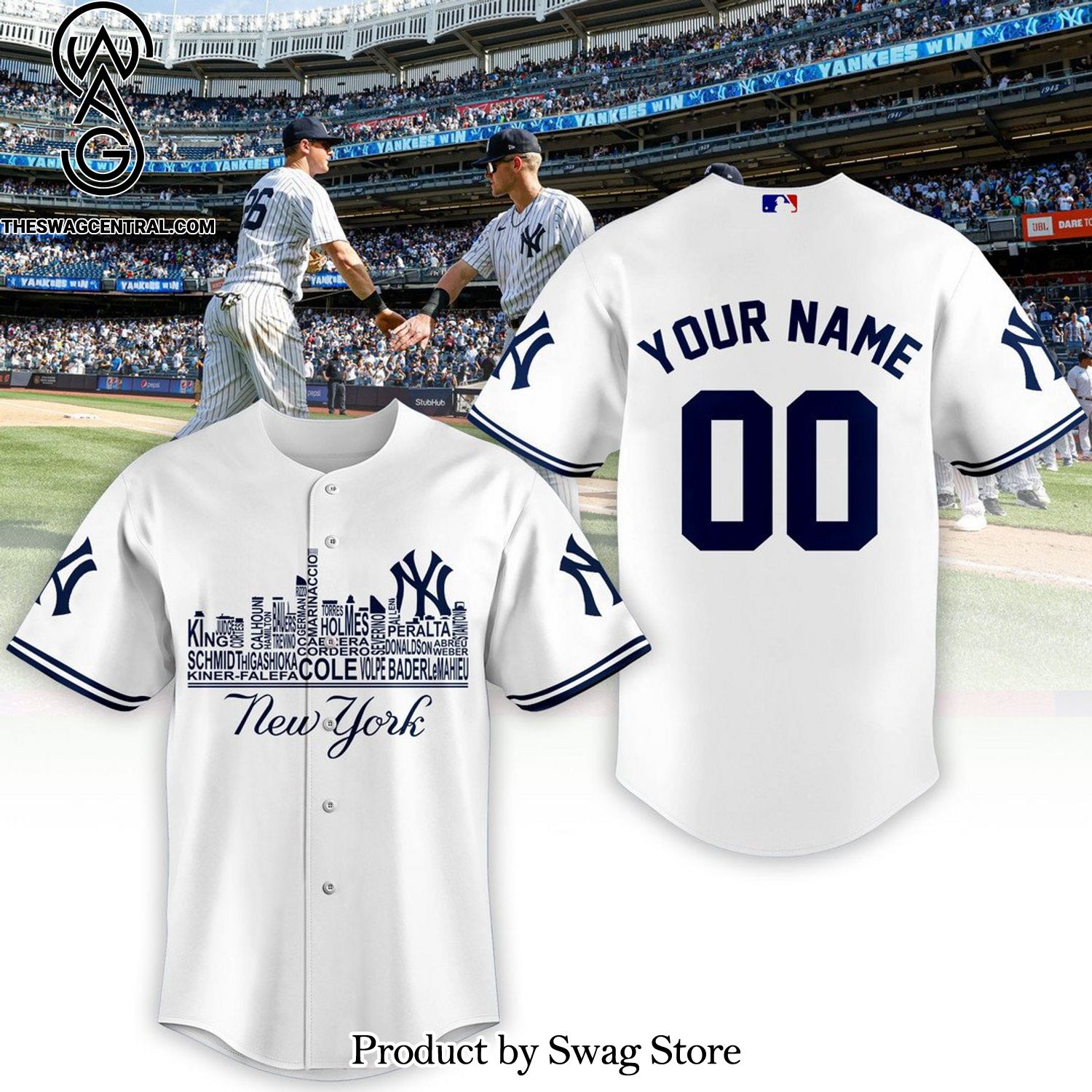 New York Yankees All Over Print Baseball Jersey