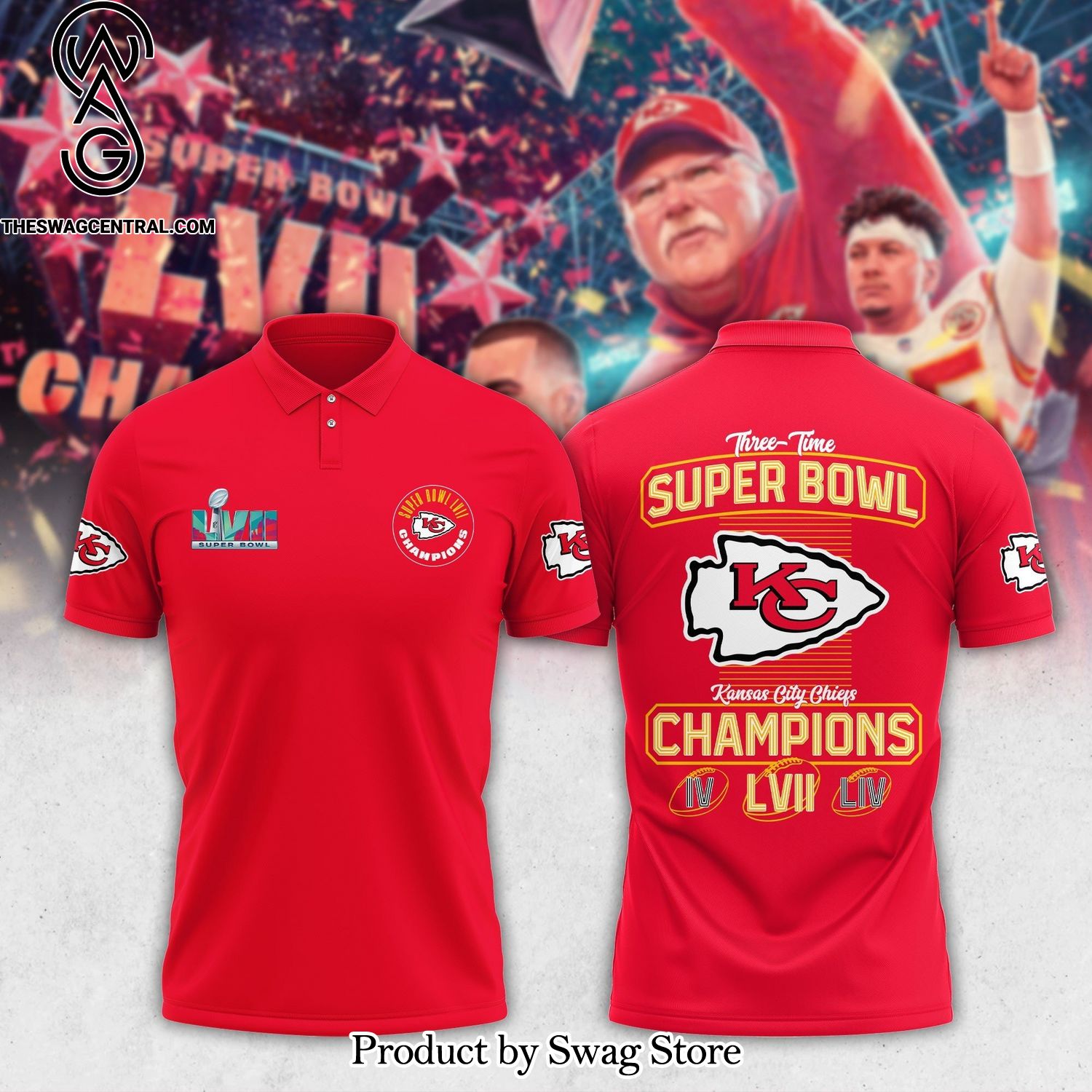 Kansas City Chiefs Super Bowl LVII Champions Polo-Red