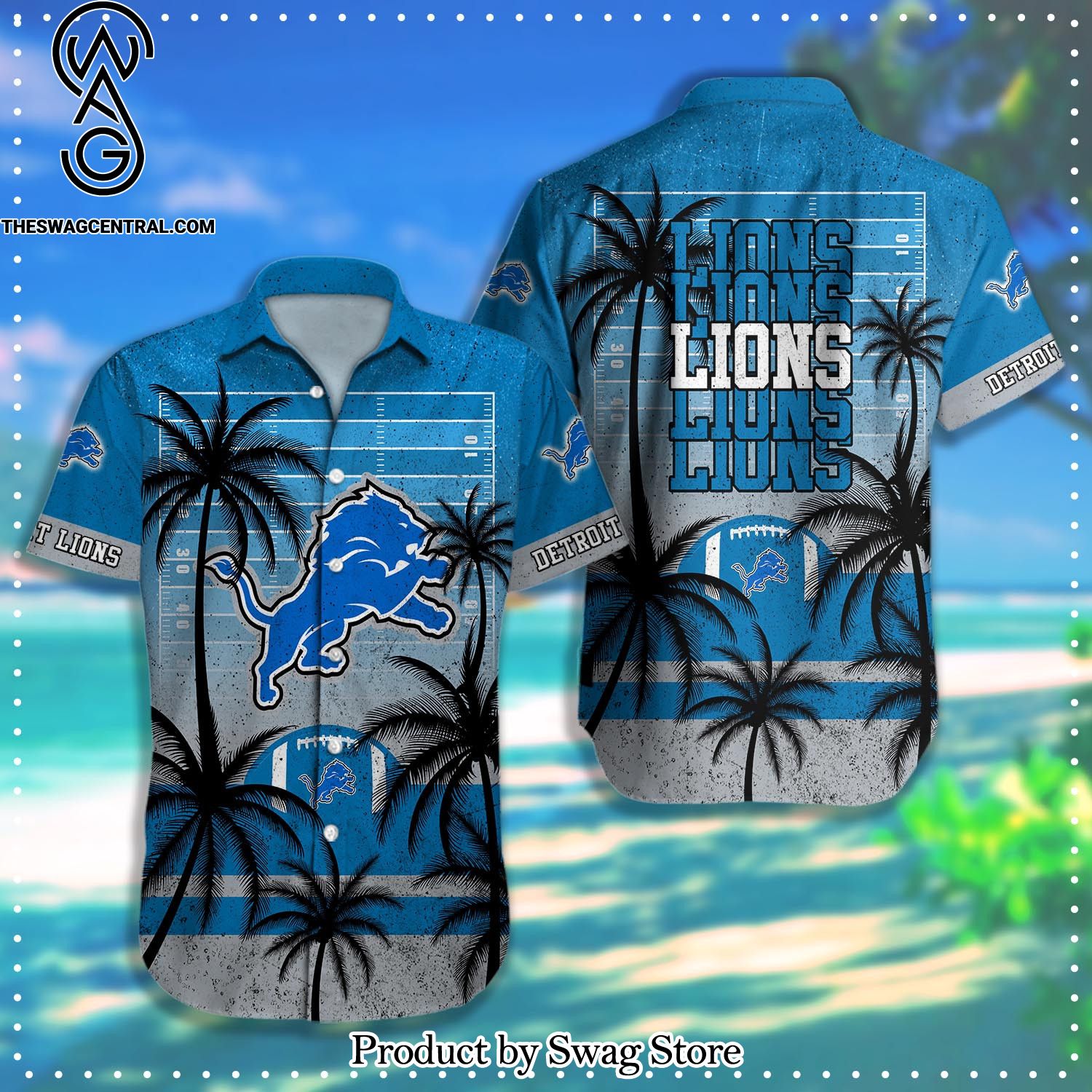 Detroit Lions NFL All Over Printed Classic Hawaiian Shirt And Shorts Set
